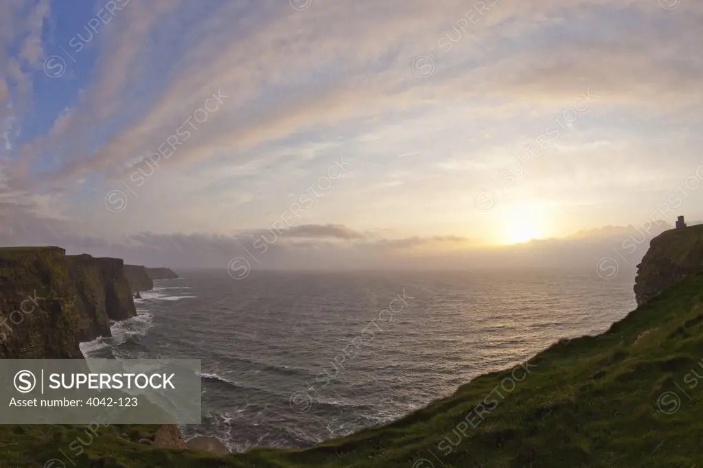 Clouds over the sea, O'Brien's Tower, Cliffs Of Moher, County Clare, Munster, Republic of Ireland