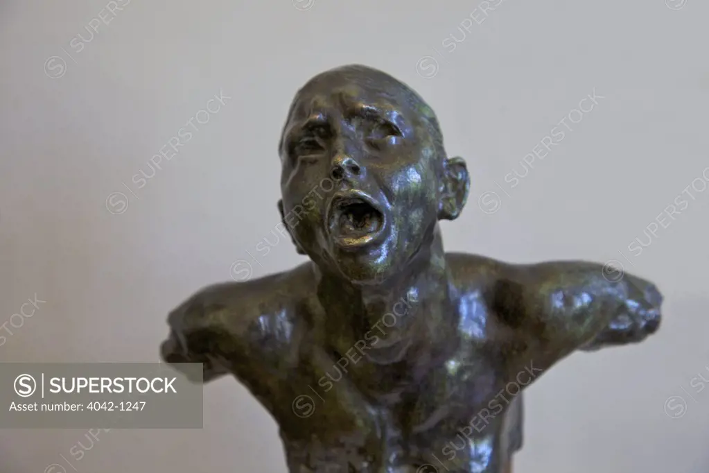 Head of Sorrow by Auguste Rodin, bronze sculpture, 1902, Paris; Rodin Museum
