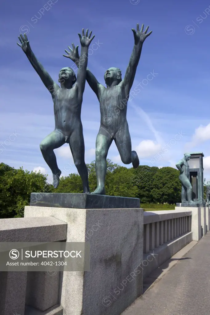 Norway, Oslo, Vigeland Sculpture Park, Boys running, sculpture by Gustav Vigeland