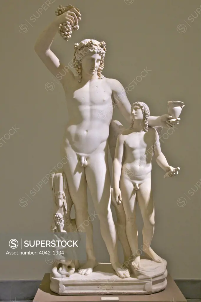 Dionysus and Eros, marble sculpture