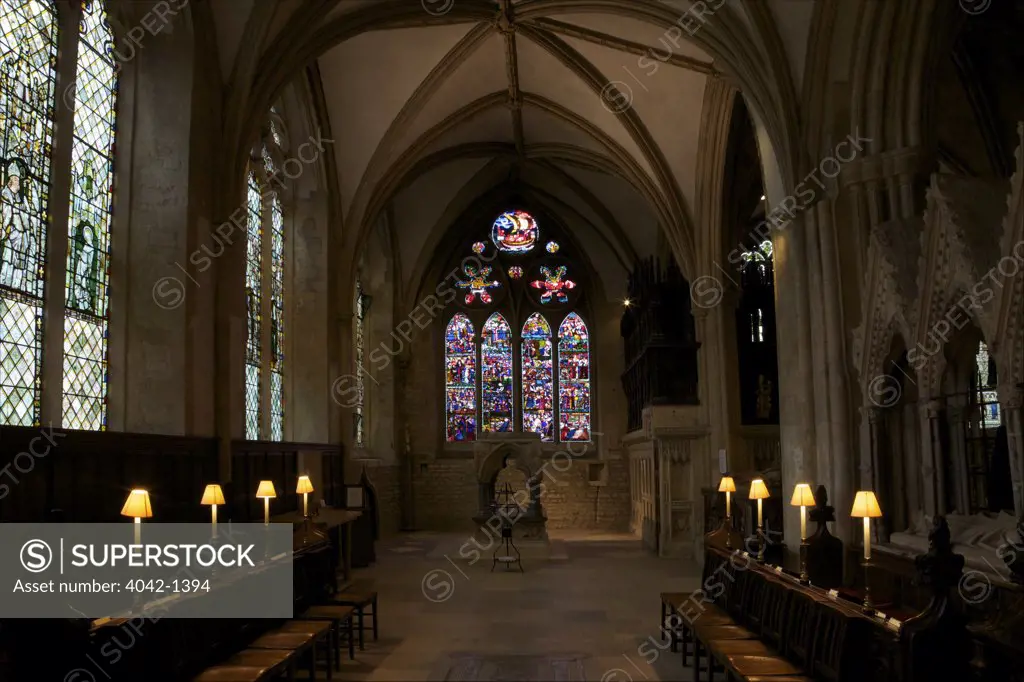 Lady Chapel with shrine of St. Frideswide and the St. Frideswide Window, Christchurch Cathedral, Oxford University, Oxford, Oxfordshire, England