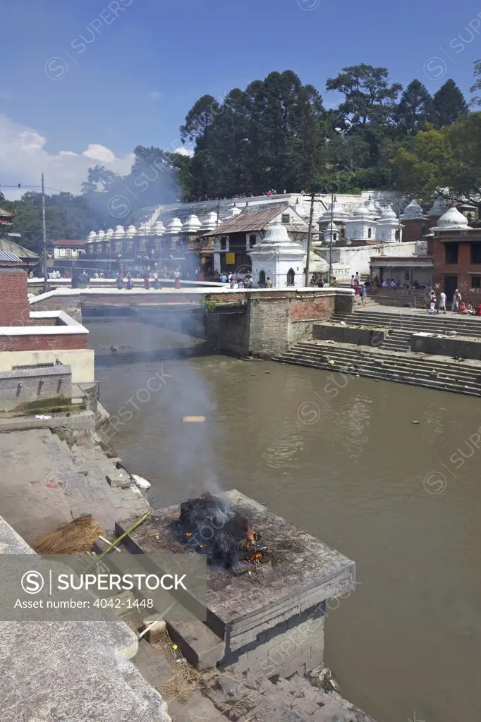 Cremation site on the river, Pashupatinath Cremation, Pashupatinath Temple, Bagmati River, Kathmandu, Nepal