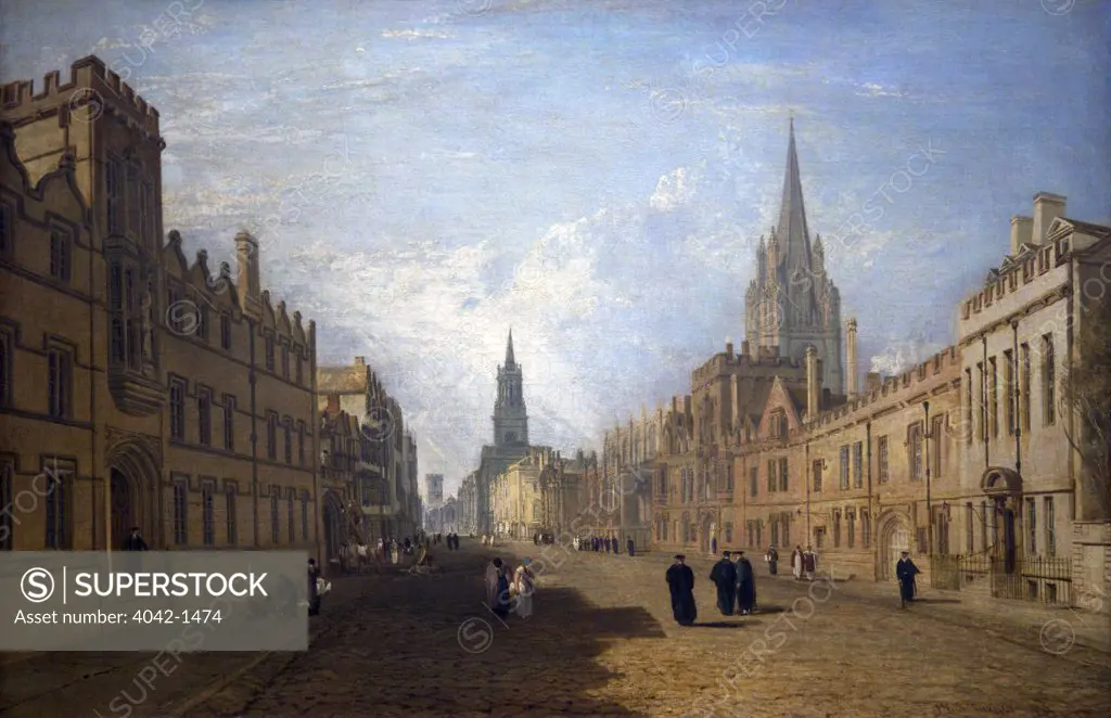 View of the High Street, Oxford, by Joseph Mallord William Turner, 1810, Ashmolean Museum of Art and Archaeology, University of Oxford, Oxfordshire, England