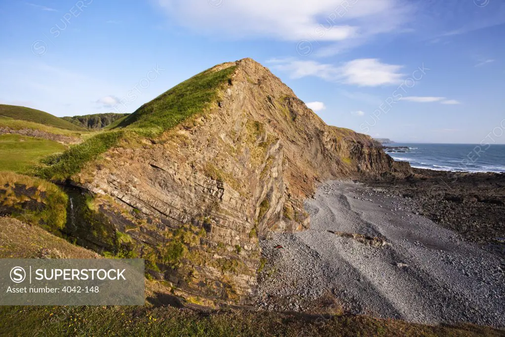 Rock formations at the coast, Heritage Coast, Spekes Mill Mouth, Hartland Quay, North Devon, Devon, England
