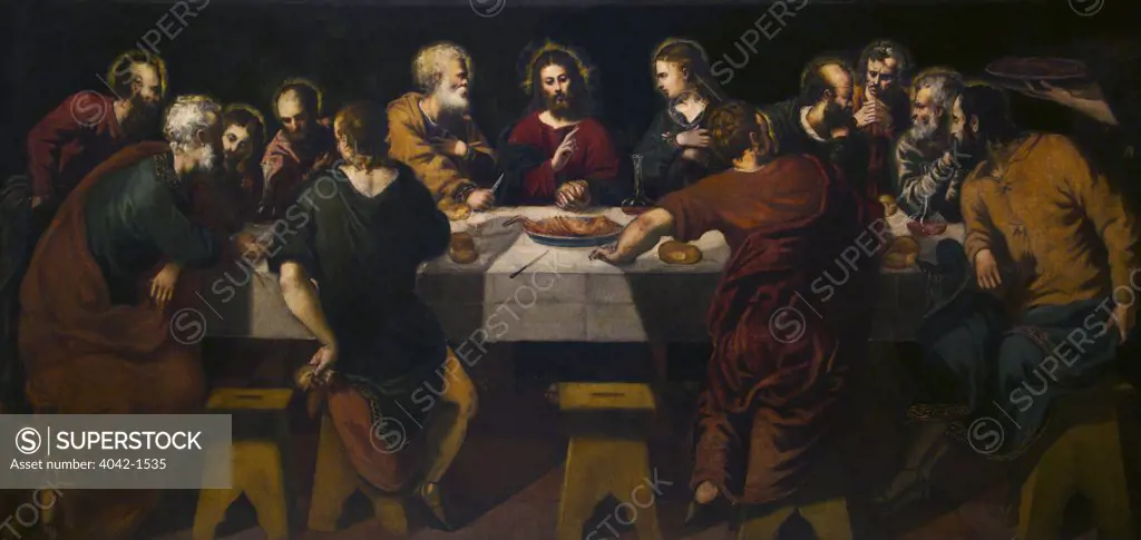 The Last Supper by Jacopo Robusti Il Tintoretto, Spain, Madrid, Real Academia de Bellas Artes