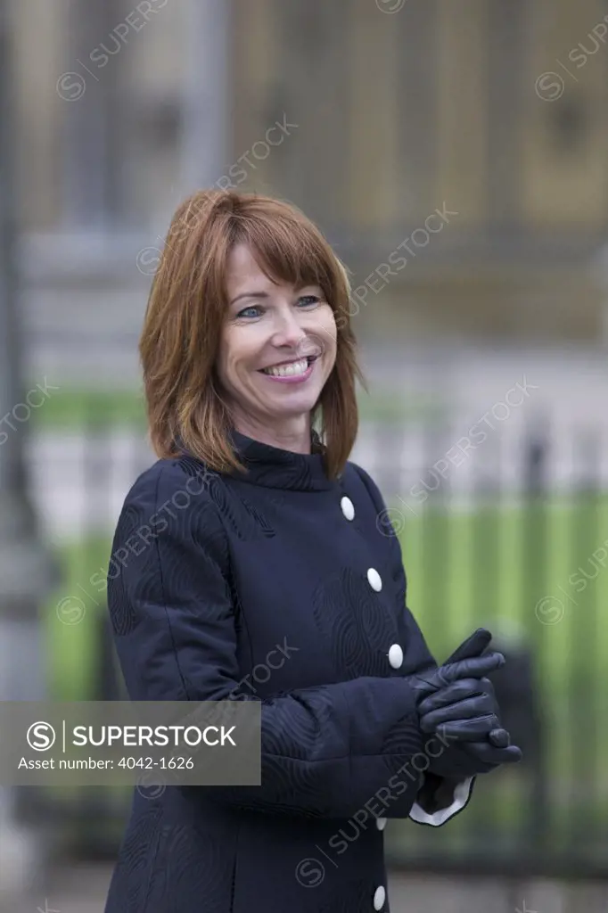 Kay Burley Sky News TV Presenter outside Westminster Abbey for Marriage of Prince William to Kate Middleton on 29th April 2011, London, England