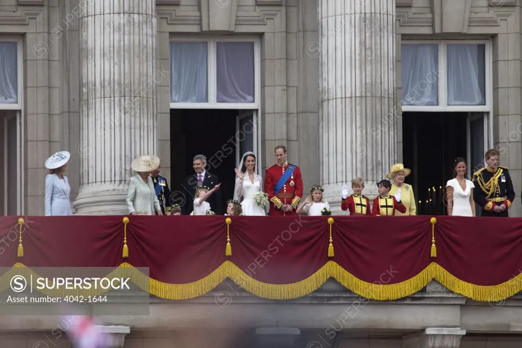 Public appearance on the balcony of Buckingham Palace in Marriage of Prince William to Kate Middleton on 29th April 2011, London, England