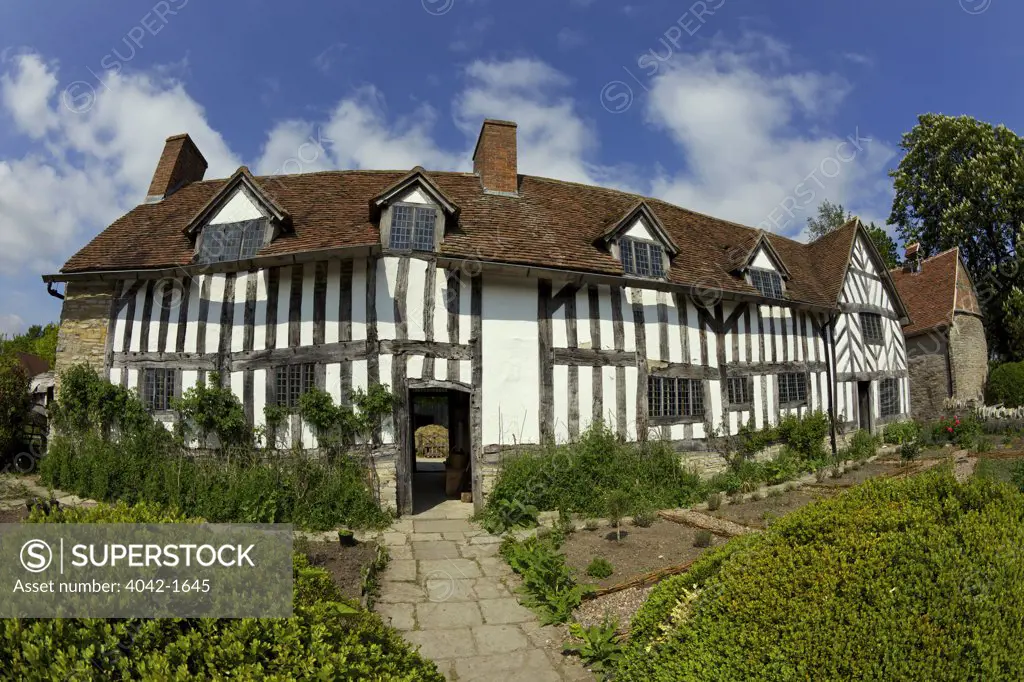 Facade of a house, Mary Arden's House, Stratford-Upon-Avon, Wilmcote, Warwickshire, England