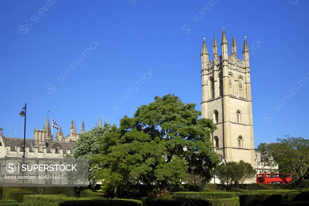 Bell tower of a college, Magdalen Great Tower, Magdalen College, Oxford University, Oxfordshire, England