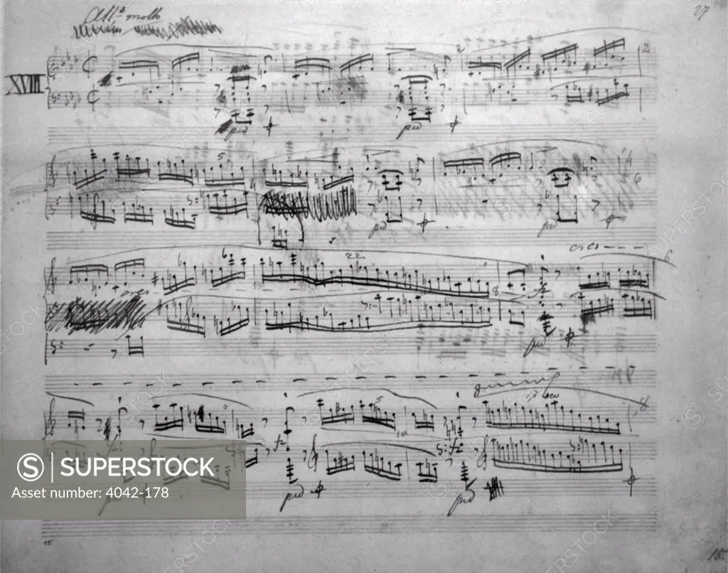 Original score of Prelude Number 18 written by Frederic Chopin, Valdemossa, Spain