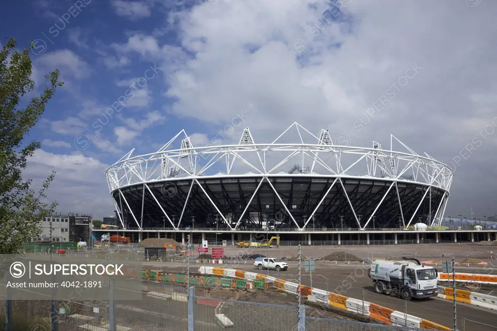 United Kingdom, England, London, East End, Stratford, Construction site of Olympic Stadium