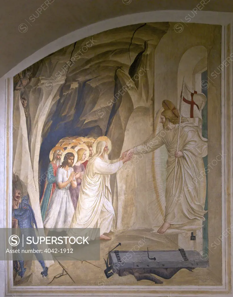 Christ in Limbo, circa 1450, in dormitory cell 31, by Fra Beato Angelico, Convent of San Marco, Florence, Tuscany, Italy, Europe