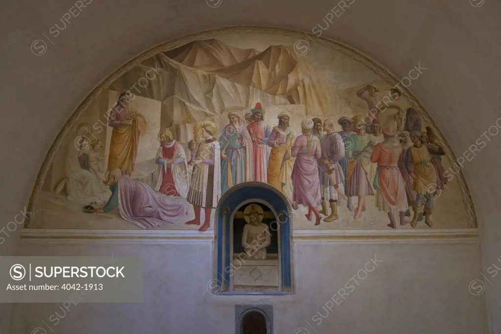 Adoration of the Magi, by Benozzo Gozzoli and Fra Angelico, 1438-1445, dormitory cell number 39, Convent of San Marco, Florence, Tuscany, Italy, Europe