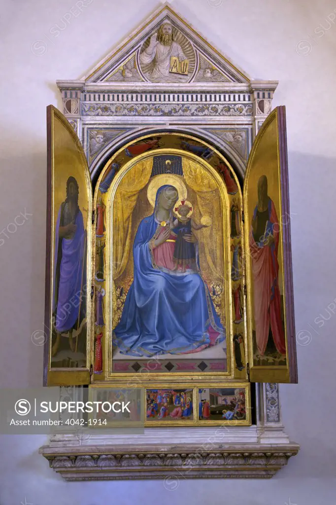 Virgin and Child Making the Blessing, Linaiuoli Tabernacle, by Fra Beato Angelico, 1433, Convent of San Marco, Florence, Tuscany, Italy, Europe