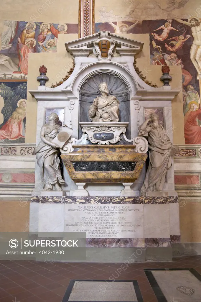 Tomb of Galileo, Basilica of Santa Croce, Florence, Tuscany, Italy, Europe