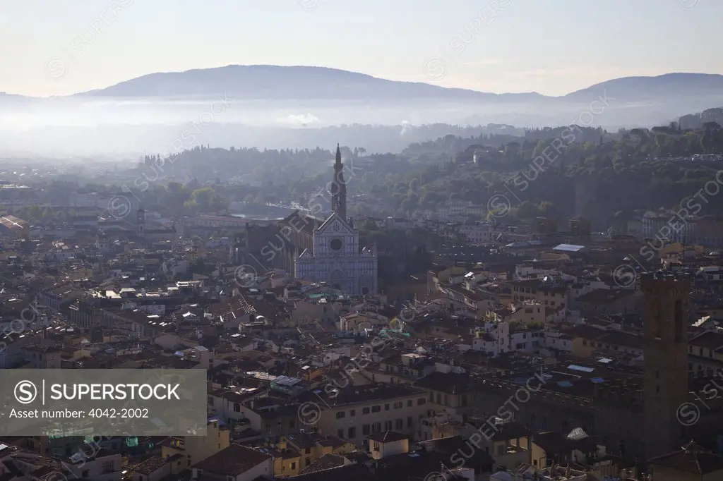 Church of Santa Croce viewed from Campanile di Giotto, Florence, Tuscany, Italy