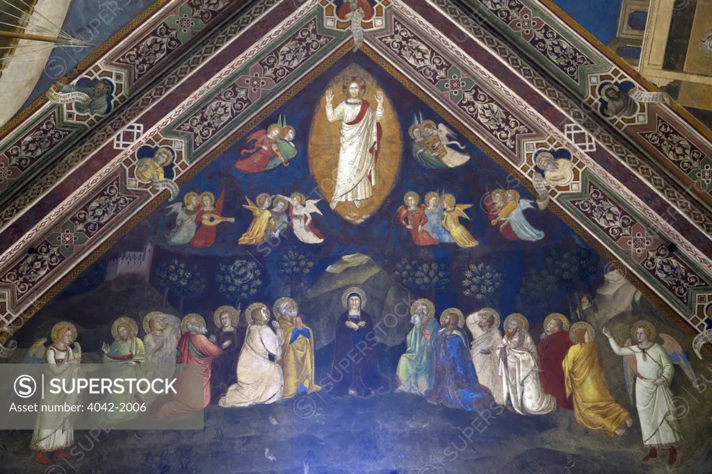 Jesus and the Twelve Apostles, by Andrea di Bonaiuto, 1365-1367, Spanish Chapel, Cappellone degli Spagnoli, Basilica of Santa Maria Novella, Florence, Tuscany, Italy, Europe