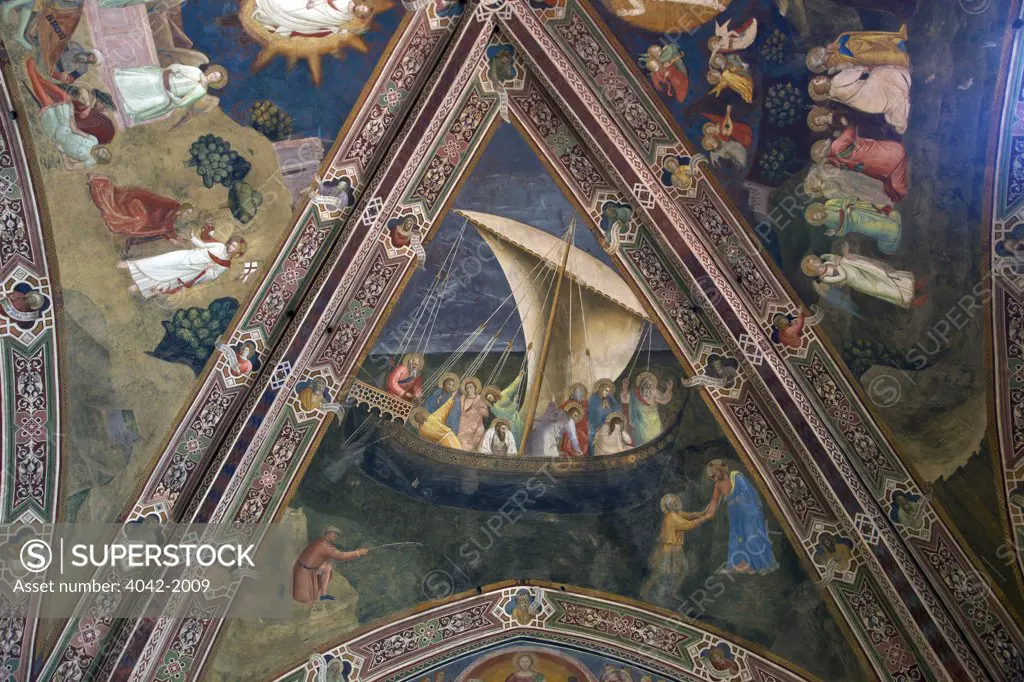 The boat of Peter, by Andrea di Bonaiuto, 1365-1367, Spanish Chapel, Cappellone degli Spagnoli, Basilica of Santa Maria Novella, Florence, Tuscany, Italy, Europe
