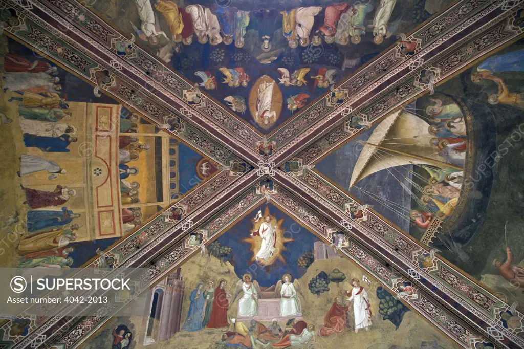 Ceiling frescoes by Andrea di Bonaiuto, 1365-1367, Spanish Chapel, Cappellone degli Spagnoli, Basilica of Santa Maria Novella, Florence, Tuscany, Italy, EuropeSpanish Chapel, Europe