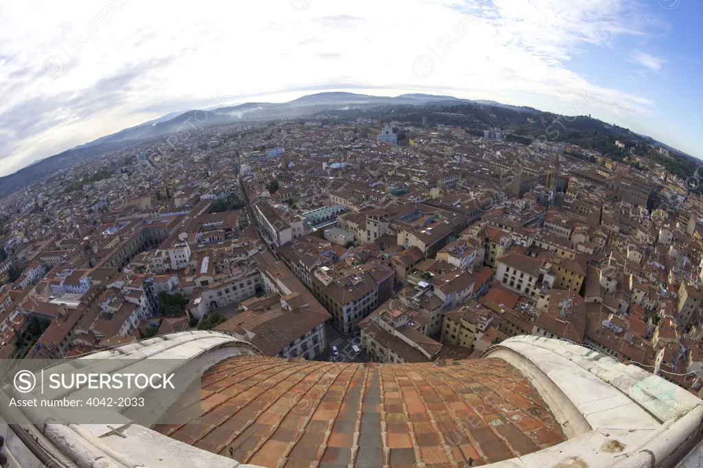 City viewed from Brunelleschi's dome, Duomo Santa Maria Del Fiore, Florence, Tuscany, Italy