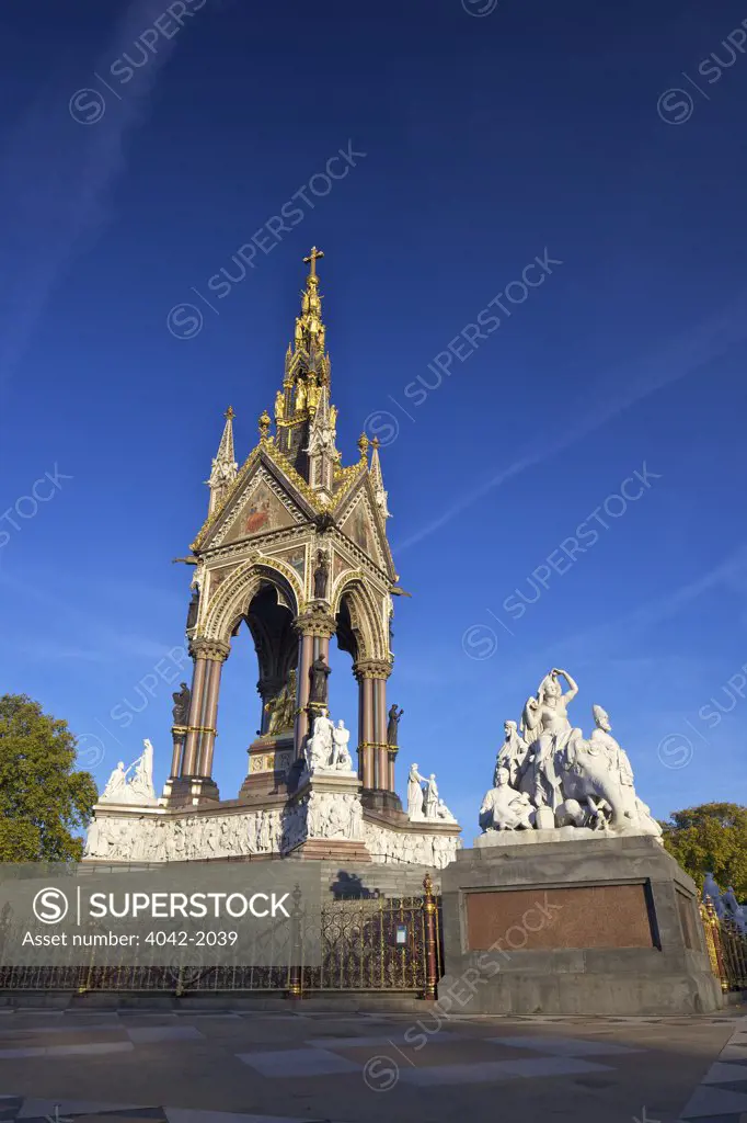 Memorial in a park, Albert Memorial, Hyde Park, Kensington, London, England