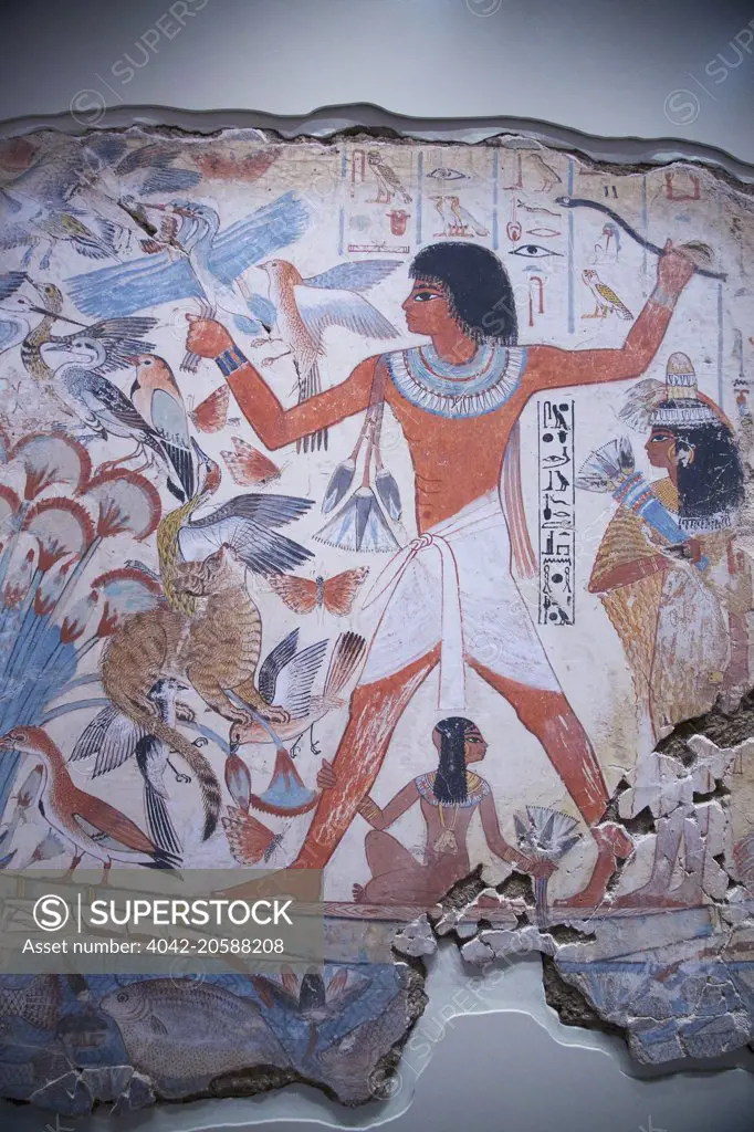 Nebamun hunting in the Marshes, tomb-chapel decoration, British Museum, London, UK