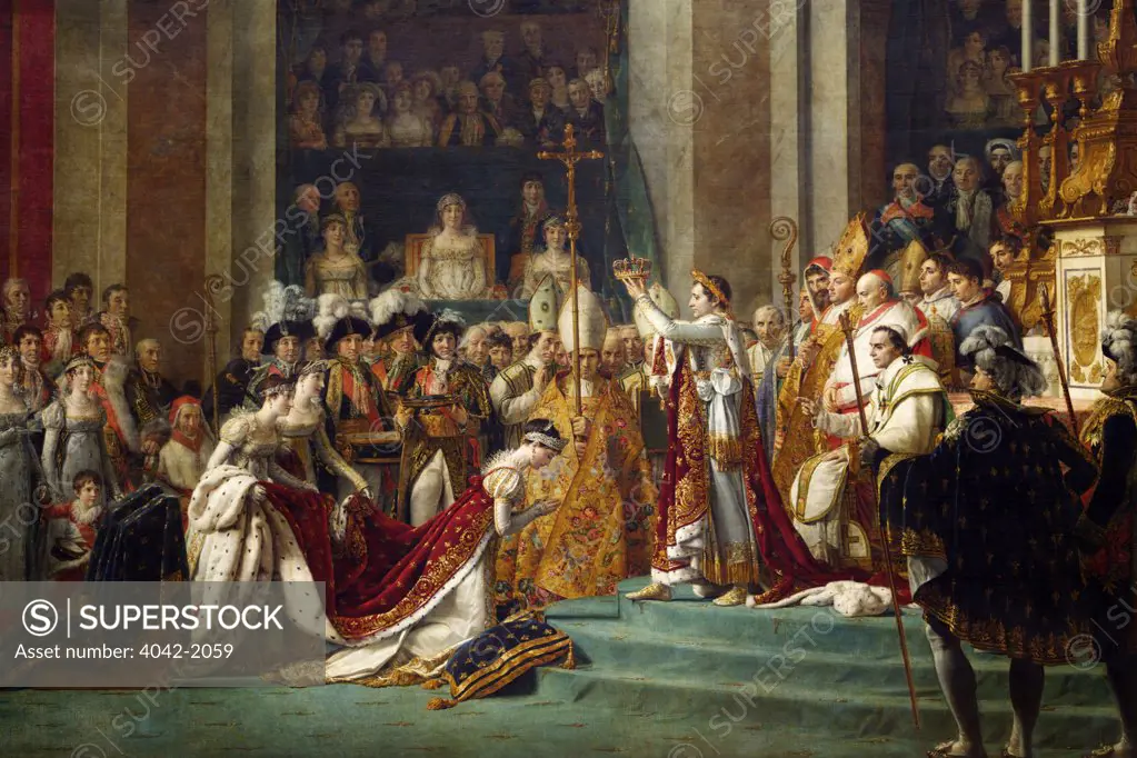 Emperor Napoleon at Coronation of Empress Josephine in Notre Dame Cathedral, 2nd December 1804, by Louis David, 1806