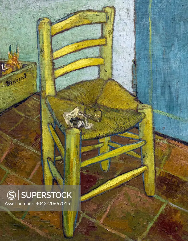 Van Gogh's Chair, by Vincent van Gogh, 1888, National Gallery, London, England, UK, GB, Europe