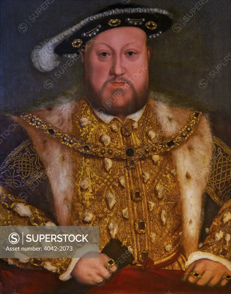 Great Britain, United Kingdom, England, Surrey, London, Hampton Court Palace, Henry VIII, copy of portrait by Hans Holbein