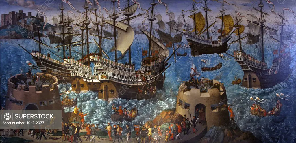 Great Britain, United Kingdom, England, Surrey, London, Hampton Court Palace, Embarkation at Dover, circa 1545, unknown artist