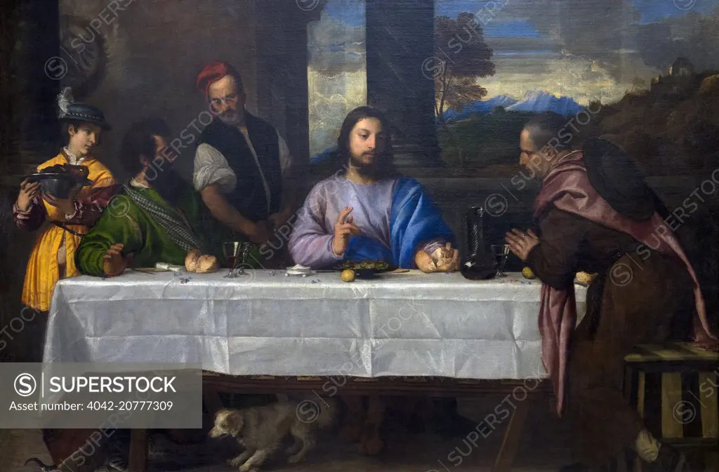 Supper at Emmaus, by Titian, circa 1530, Musee du Louvre, Paris France, Europe