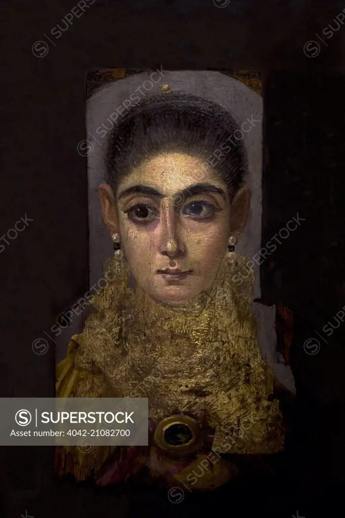 Egyptian painted portrait, Musee du Louvre, Paris France, Europe