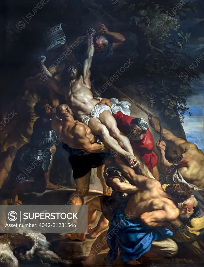 The Raising of the Cross, by Peter Paul Rubens, 1609-1610, Cathedral of Our Lady, Antwerp, Belgium, Europe