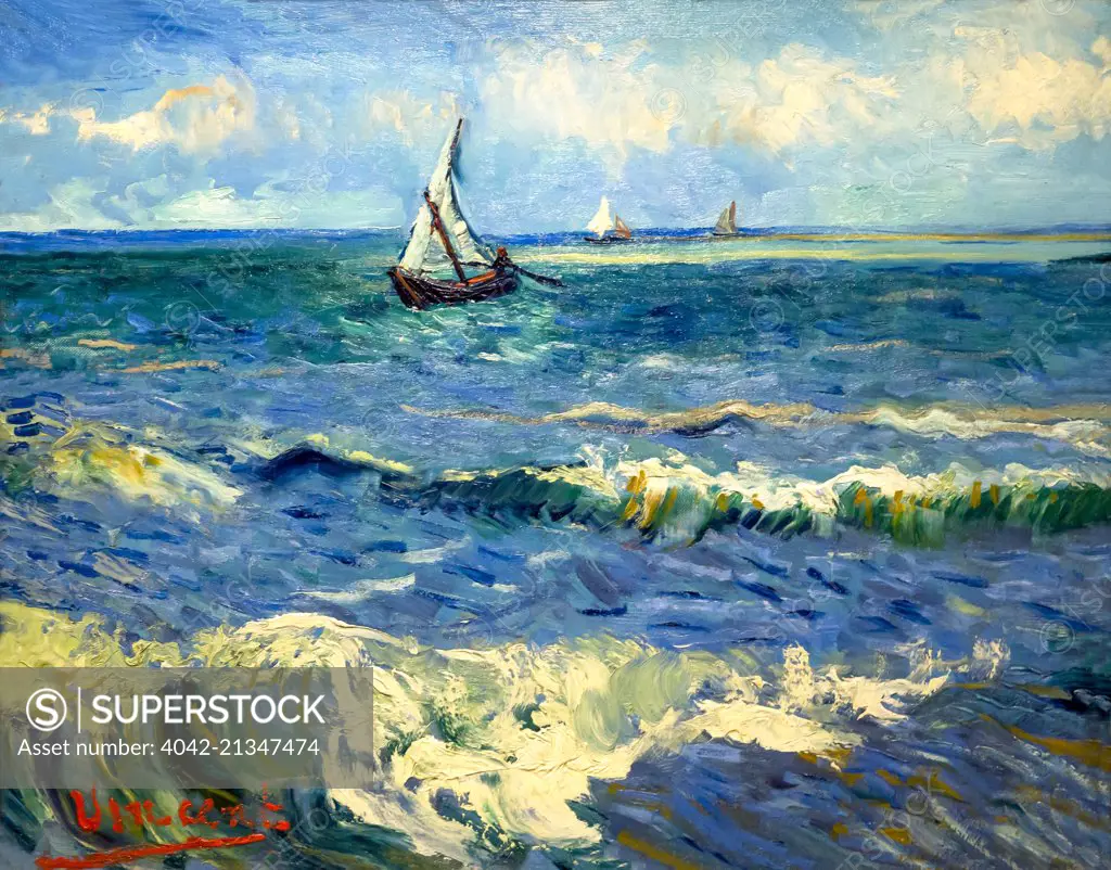 Seascape near Les Saintes-Maries-de-la-Mer, by Vincent van Gogh, 1888, Netherlands, Europe
