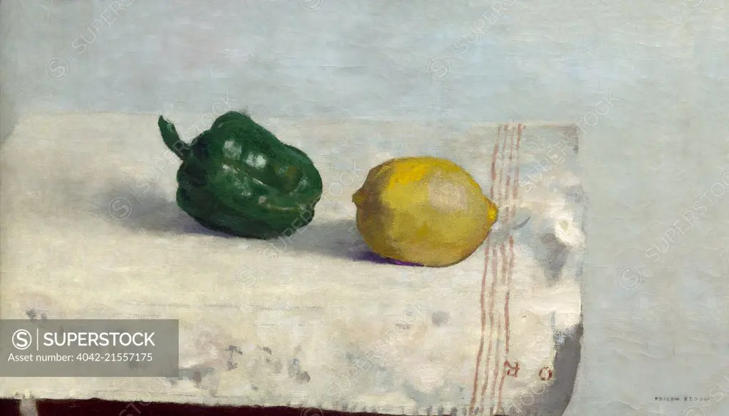Lemon and Pepper, by Odilon Redon, 1901, Gemeentemuseum, The Hague, Netherlands, Europe