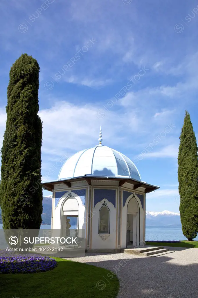 Italy, Lake Como, Bellagio, Gardens of Villa Melzi, Moorish style classical temple
