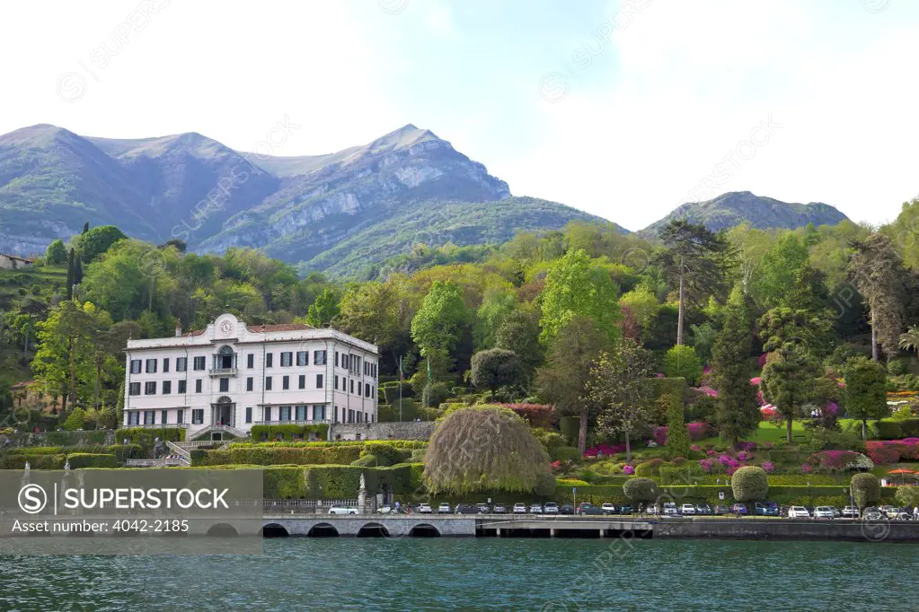 Italy, Tremezzo, Lake Como, Villa Carlotta and gardens in spring sunshine