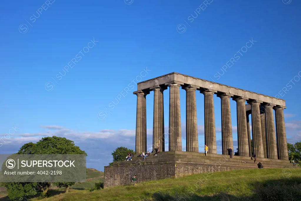UK, Scotland, Edinburgh, Calton Hill, National Monument in summer sunshine