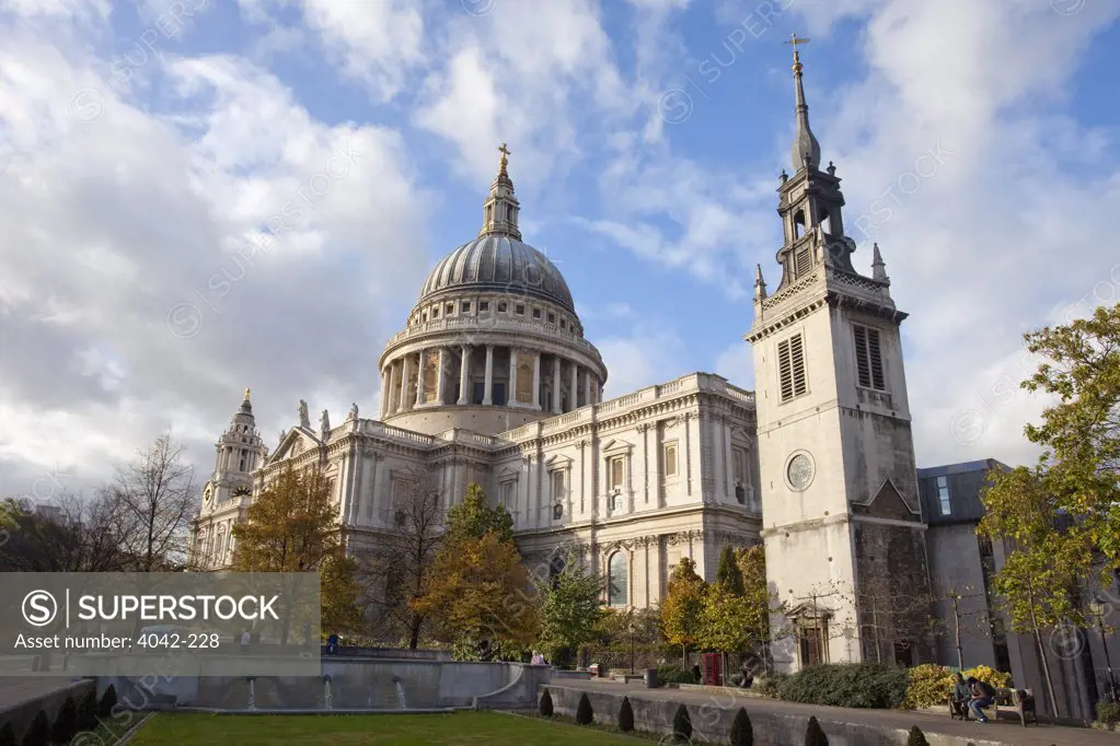 Low angle view of a cathedral, St. Paul's Cathedral, City Of London, London, England