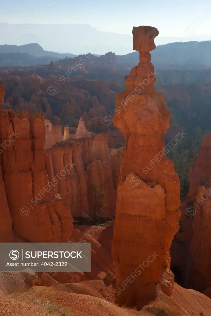 USA, Utah, Bryce Canyon National Park, Thor's Hammer in early morning from Sunset Point