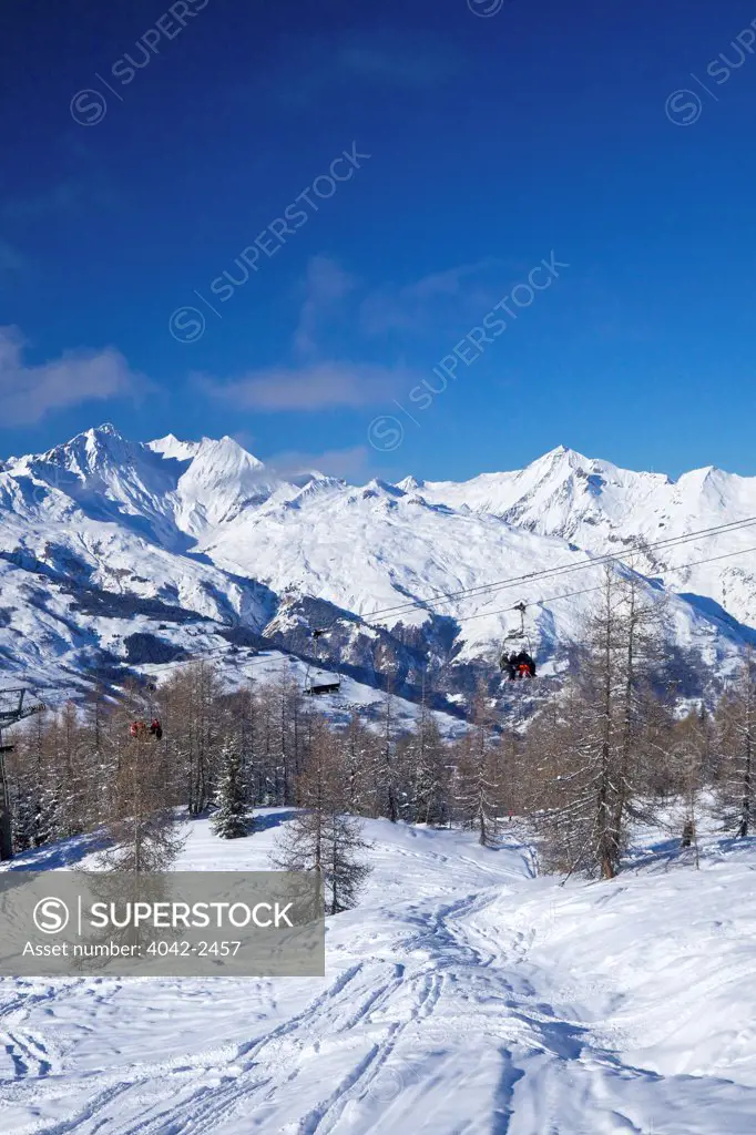 Ski lifts at Peisey-Vallandry, Les Arcs, Savoie, Rhone-Alpes, France
