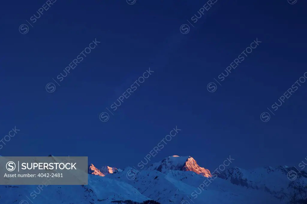 Mont Blanc at dawn from Les Coches, Rhone-Alpes, France