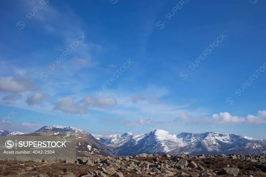 View from Little Dodd to Great Gable and Pillar with Steeple in winter, Lake District National Park, Cumbria, England