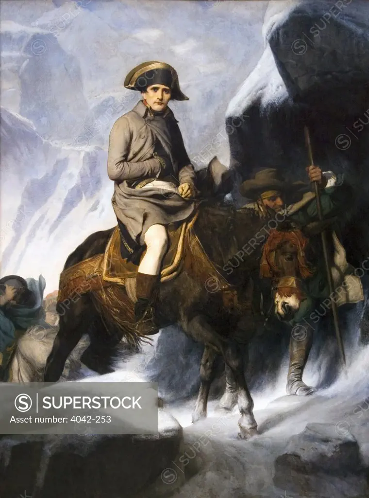Napoleon Crossing the Alps,  by Paul Delaroche,  oil on canvas,  1850,  France,  Paris,  Musee du Louvre,  1797-1856
