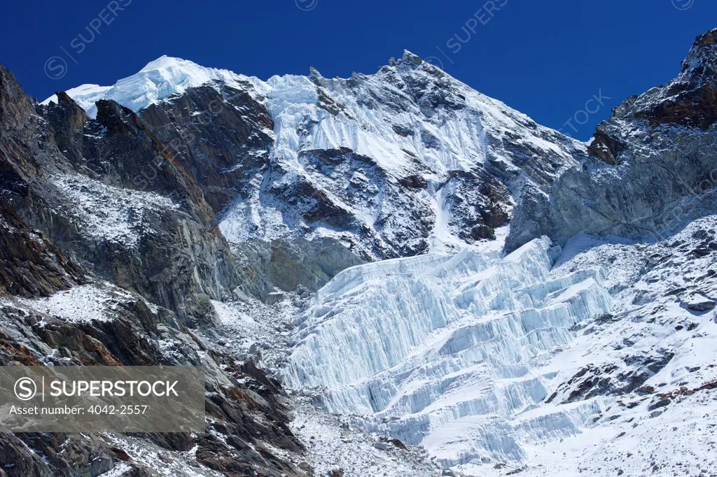 Glacier from Lobuche West, Cho La Pass, Solukhumbu District, Sagarmatha National Park, Nepal