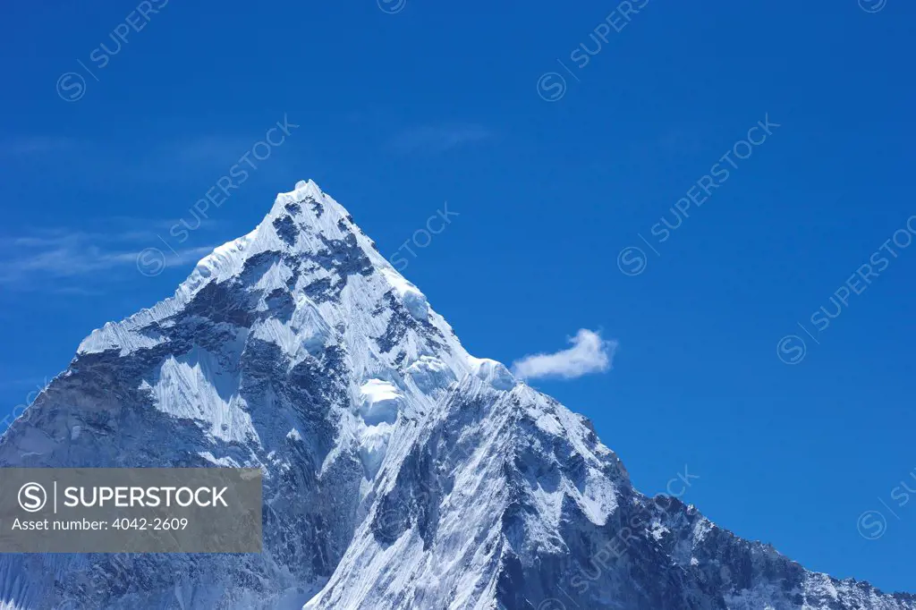 Ama Dablam summit from Chola Khola valley, Sagarmatha National Park, Solukhumbu District, Nepal