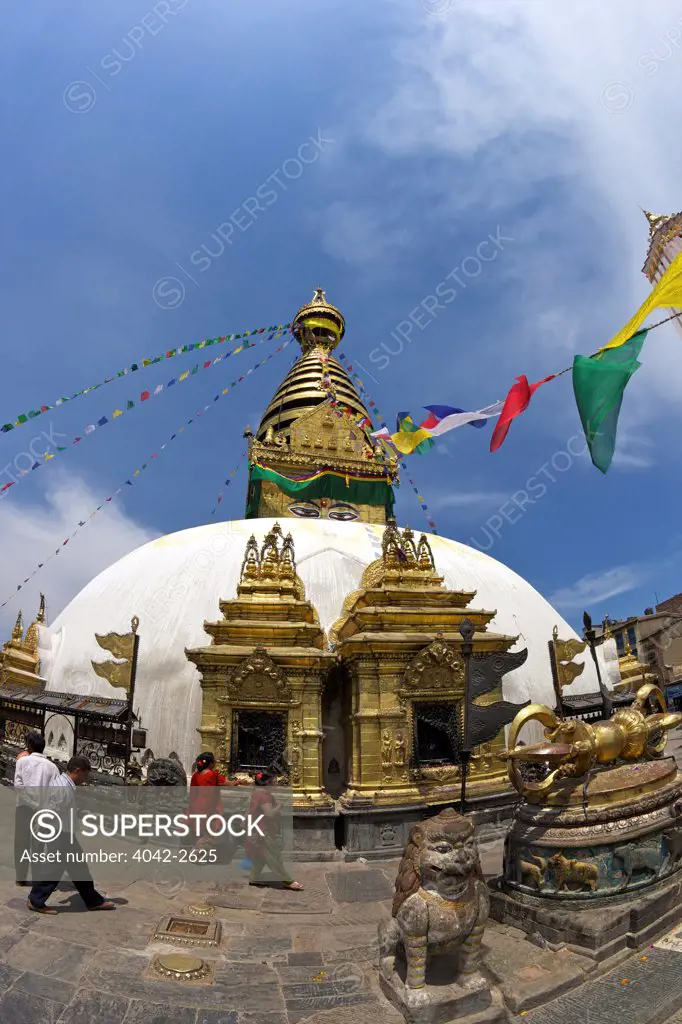 Facade of the Swayambhunath Stupa, Kathmandu, Nepal