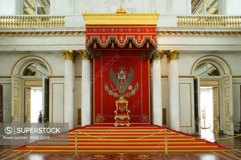 Throne in St George's Hall, Winter Palace, State Hermitage Museum, St. Petersburg, Russia