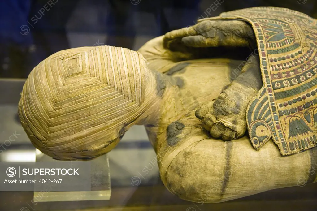 Embalmed funerary mummy, France, Paris, Musee du Louvre, Egyptian Art