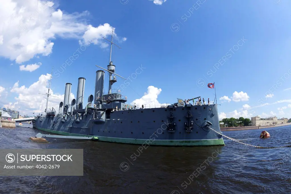 Aurora Cruiser on Neva River, Naval Academy, St. Petersburg, Russia